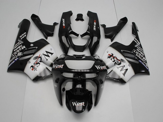 1994-1997 Black White West Kawasaki Ninja ZX9R Fairings 1994-1997 Black White West Kawasaki Ninja ZX9R Fairings