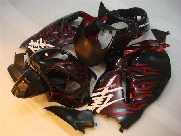 1996-2007 Black Red Flame Suzuki GSXR 1300 Fairings 1996-2007 Black Red Flame Suzuki GSXR 1300 Fairings