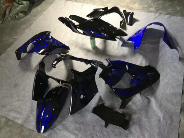 2000-2001 Glossy Black Blue Flame Kawasaki Ninja ZX9R Fairings 2000-2001 Glossy Black Blue Flame Kawasaki Ninja ZX9R Fairings