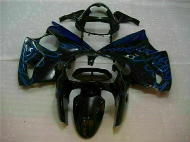 2000-2002 Black with Blue Flame Kawasaki Ninja ZX6R Fairings