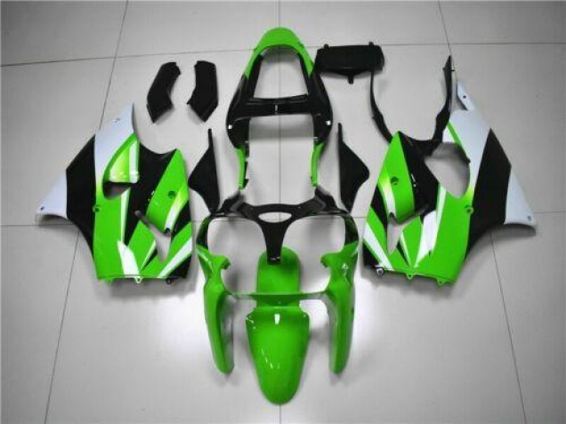 2000-2002 Green White Black Kawasaki Ninja ZX6R Fairings 2000-2002 Green White Black Kawasaki Ninja ZX6R Fairings