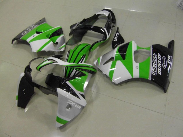 2000-2002 Green White Stripe Kawasaki Ninja ZX6R Fairings 2000-2002 Green White Stripe Kawasaki Ninja ZX6R Fairings