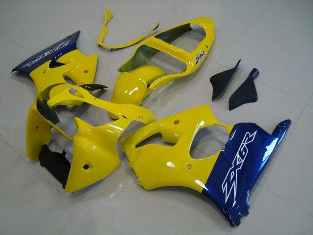 2000-2002 Yellow Blue Kawasaki Ninja ZX6R Fairings 2000-2002 Yellow Blue Kawasaki Ninja ZX6R Fairings