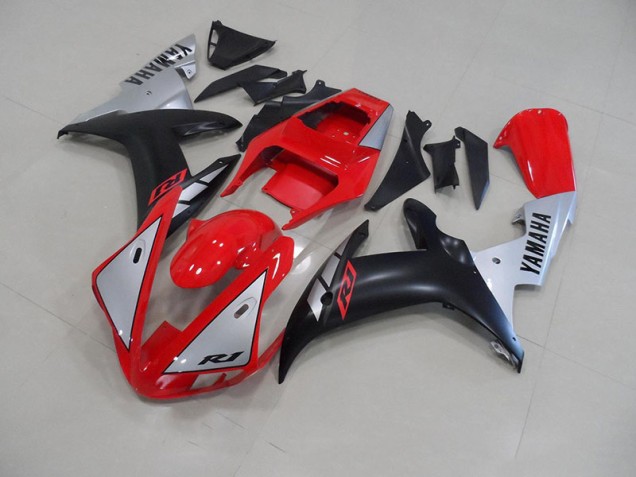 2002-2003 Red Matte Silver Yamaha YZF R1 Fairings 2002-2003 Red Matte Silver Yamaha YZF R1 Fairings