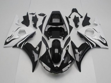 2003-2005 Black and White Yamaha YZF R6 Fairings