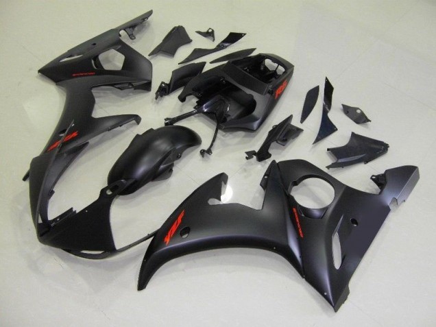 2003-2005 Matte Black Red Decals Yamaha YZF R6 Fairings 2003-2005 Matte Black Red Decals Yamaha YZF R6 Fairings