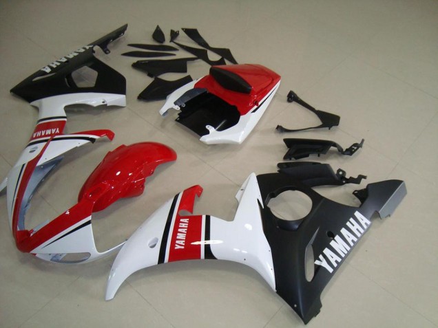 2003-2005 Red White Matte Black Yamaha YZF R6 Fairings 2003-2005 Red White Matte Black Yamaha YZF R6 Fairings