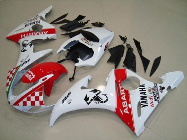 2003-2005 Red White Yamaha YZF R6 Fairings