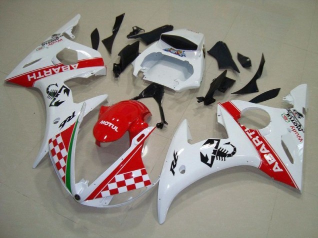 2003-2005 Red White Yamaha YZF R6 Full Fairing Kit 2003-2005 Red White Yamaha YZF R6 Full Fairing Kit