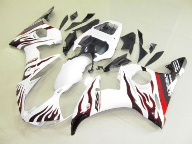 2003-2005 White and Flame Yamaha YZF R6 Fairings