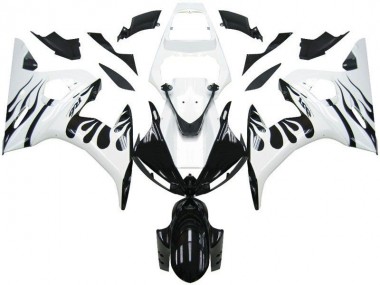 2003-2005 White Flame Black Yamaha YZF R6 Fairings