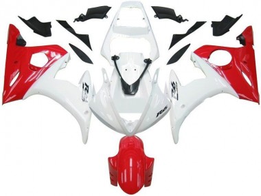 2003-2005 White Red Yamaha YZF R6 Fairings