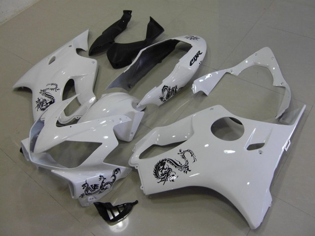 2004-2007 White with Black Dragon Honda CBR600 F4i Fairings 2004-2007 White with Black Dragon Honda CBR600 F4i Fairings