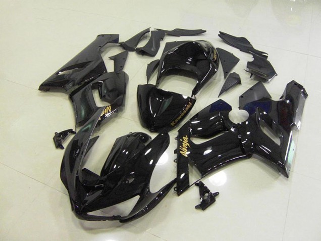 2005-2006 Glossy Black Gold Decals Kawasaki Ninja ZX6R Fairings 2005-2006 Glossy Black Gold Decals Kawasaki Ninja ZX6R Fairings