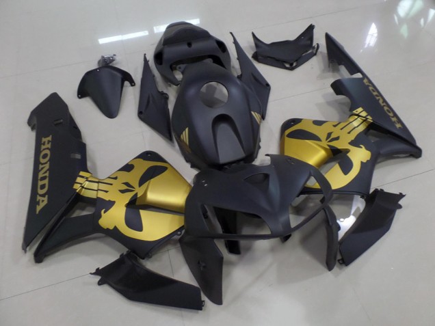 2005-2006 Matte Black with Gold Skull Honda CBR600RR Fairings 2005-2006 Matte Black with Gold Skull Honda CBR600RR Fairings