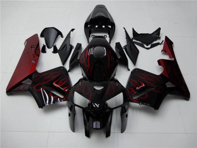2005-2006 Red Flame Black Honda CBR600RR Fairings 2005-2006 Red Flame Black Honda CBR600RR Fairings