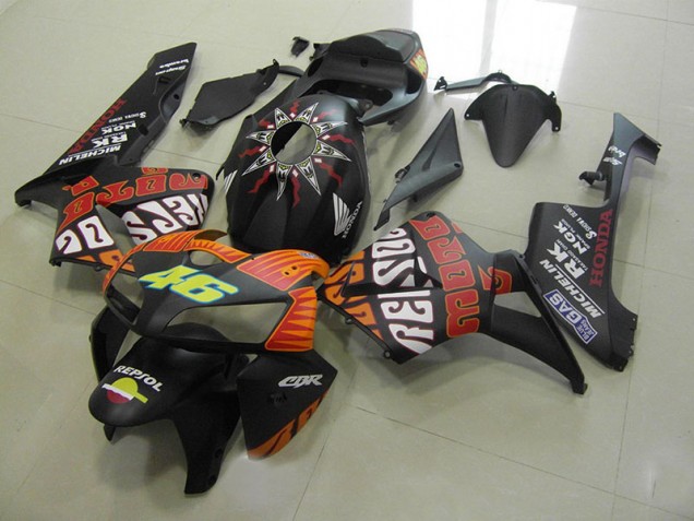 2005-2006 Rossi Matte Black Honda CBR600RR Fairings 2005-2006 Rossi Matte Black Honda CBR600RR Fairings