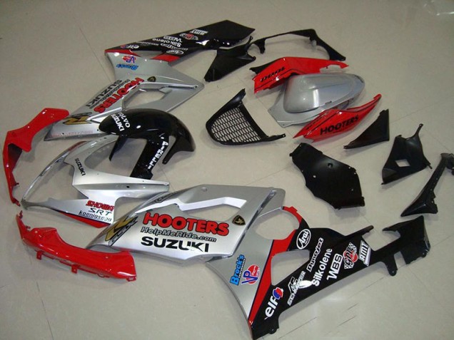 2005-2006 Silver and Red Suzuki GSXR 1000 Fairings 2005-2006 Silver and Red Suzuki GSXR 1000 Fairings