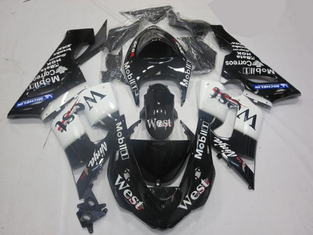2005-2006 White Black Kawasaki Ninja ZX6R Fairings & Bodywork 2005-2006 White Black Kawasaki Ninja ZX6R Fairings & Bodywork