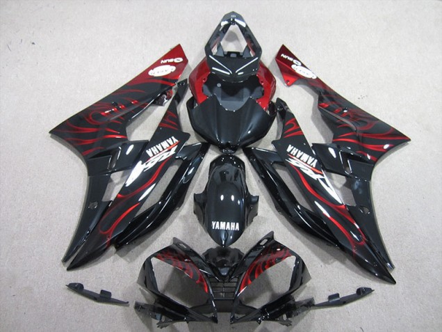 2006-2007 Black Red Flame Yamaha YZF R6 Fairings & Bodywork 2006-2007 Black Red Flame Yamaha YZF R6 Fairings & Bodywork