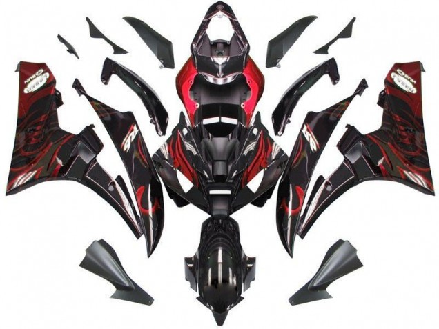 2006-2007 Black Red Flame Yamaha YZF R6 Fairings 2006-2007 Black Red Flame Yamaha YZF R6 Fairings