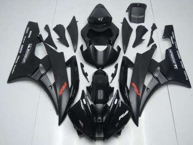 2006-2007 Matte Black and Glossy Black Yamaha YZF R6 Fairings