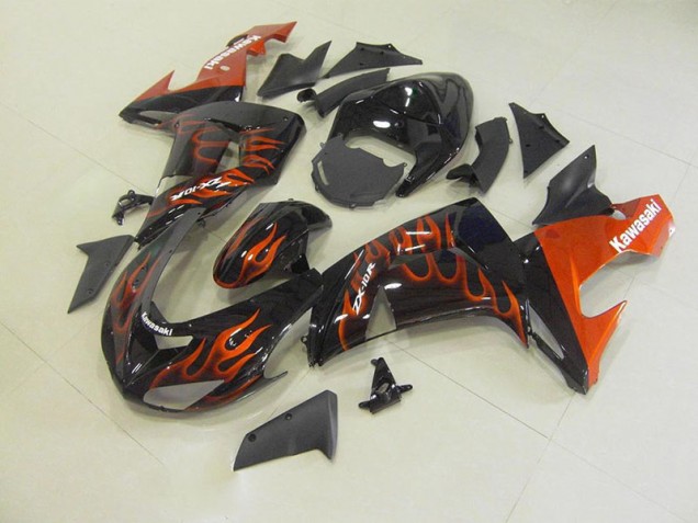2006-2007 Orange Flame Kawasaki Ninja ZX10R Fairings 2006-2007 Orange Flame Kawasaki Ninja ZX10R Fairings