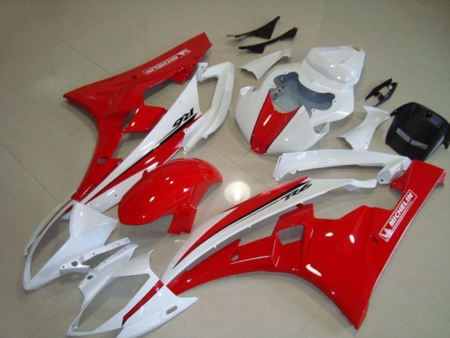 2006-2007 Red White Yamaha YZF R6 Fairings 2006-2007 Red White Yamaha YZF R6 Fairings