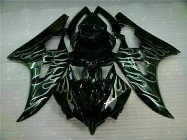 2006-2007 Silver Flame Black Yamaha YZF R6 Fairings