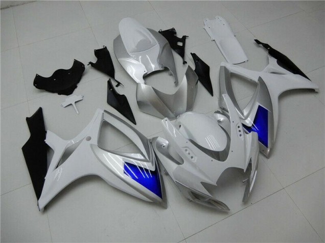2006-2007 White Blue Suzuki GSXR 600/750 Plastics Fairing Kits 2006-2007 White Blue Suzuki GSXR 600/750 Plastics Fairing Kits