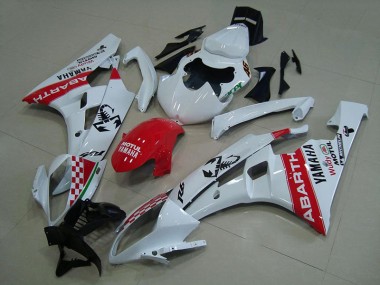 2006-2007 White Red Abarth Yamaha YZF R6 Fairings