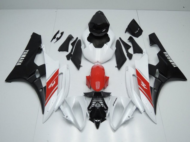 2006-2007 White Red and Matte Black Yamaha YZF R6 Fairings 2006-2007 White Red and Matte Black Yamaha YZF R6 Fairings