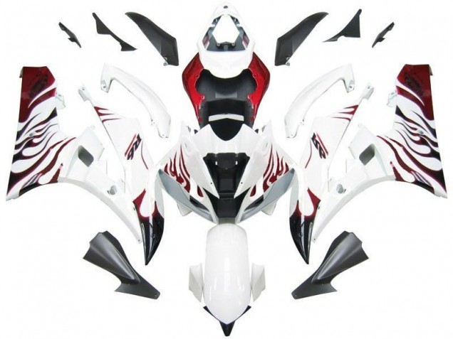 2006-2007 White Red Flame Yamaha YZF R6 Fairings 2006-2007 White Red Flame Yamaha YZF R6 Fairings