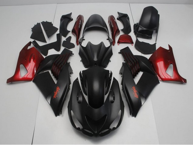 2006-2011 Matte Black and Red Kawasaki Ninja ZX14R Fairings 2006-2011 Matte Black and Red Kawasaki Ninja ZX14R Fairings
