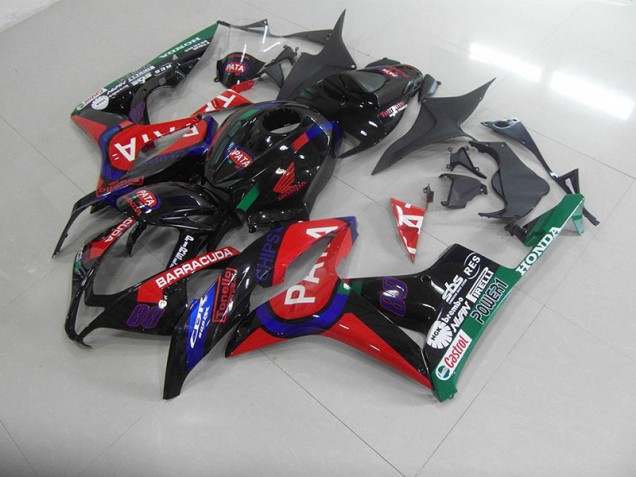 2007-2008 Black Red Pata Honda CBR600RR Fairings 2007-2008 Black Red Pata Honda CBR600RR Fairings