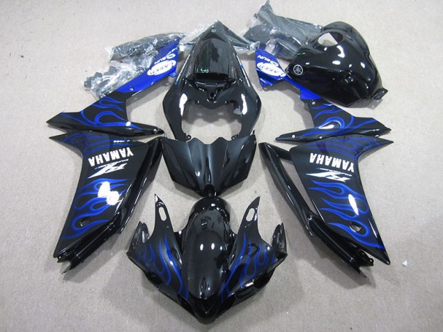 2007-2008 Black with Blue Flame Yamaha YZF R1 Fairings 2007-2008 Black with Blue Flame Yamaha YZF R1 Fairings