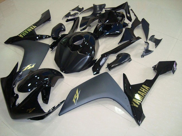 2007-2008 Matte Black Gold Yamaha YZF R1 Fairings 2007-2008 Matte Black Gold Yamaha YZF R1 Fairings
