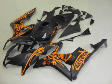 2007-2008 Matte Black Orange Sticker Honda CBR600RR Fairings
