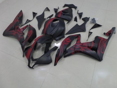 2007-2008 Matte Black Red Skull with Stripe Honda CBR600RR Fairings