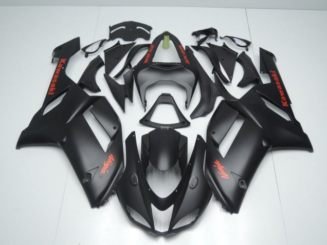 2007-2008 Matte Black with Red Sticker Kawasaki Ninja ZX6R Fairings 2007-2008 Matte Black with Red Sticker Kawasaki Ninja ZX6R Fairings