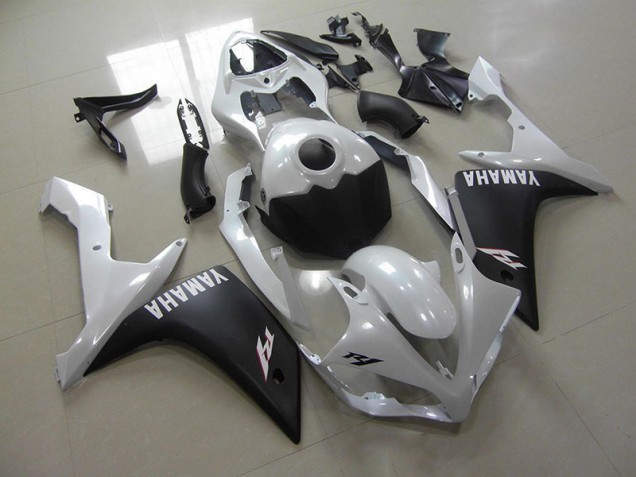 2007-2008 Pearl White Matte Black Yamaha YZF R1 Fairings 2007-2008 Pearl White Matte Black Yamaha YZF R1 Fairings