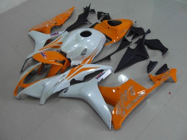 2007-2008 Pearl White Orange Honda CBR600RR Fairings