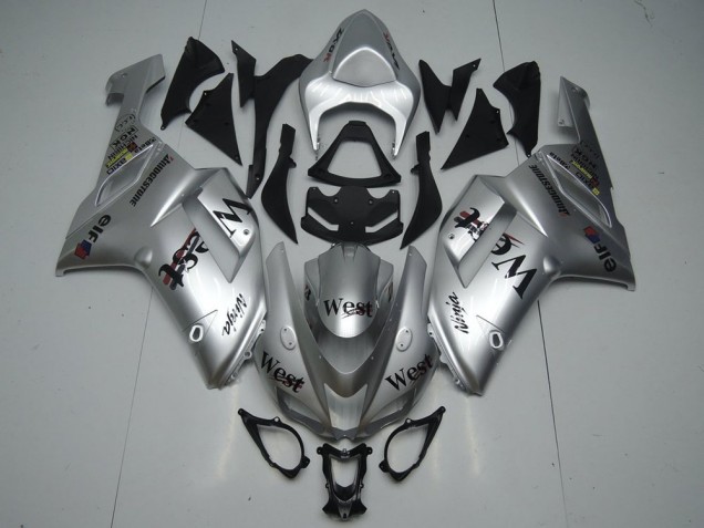 2007-2008 Silver West Kawasaki Ninja ZX6R Fairings 2007-2008 Silver West Kawasaki Ninja ZX6R Fairings