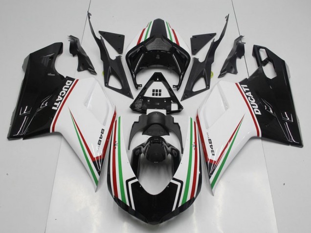 2007-2012 Black Green and White Ducati 848 1098 1198 Fairings 2007-2012 Black Green and White Ducati 848 1098 1198 Fairings