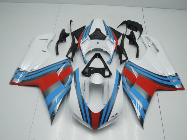2007-2012 Blue White Red Ducati 848 1098 1198 Fairings 2007-2012 Blue White Red Ducati 848 1098 1198 Fairings