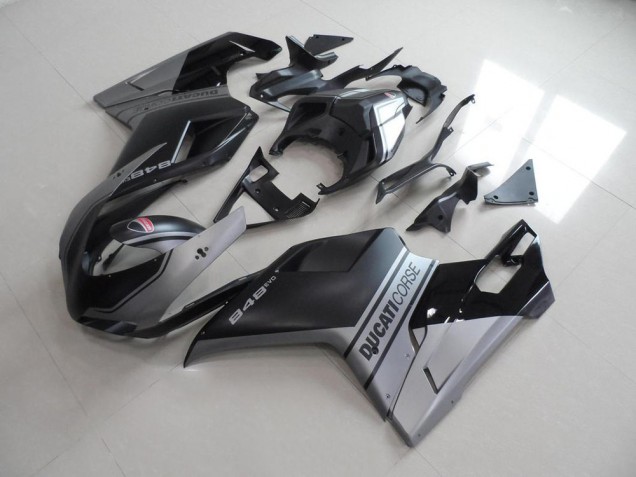2007-2012 Matte Black Sliver OEM Style Ducati 848 1098 1198 Fairings 2007-2012 Matte Black Sliver OEM Style Ducati 848 1098 1198 Fairings