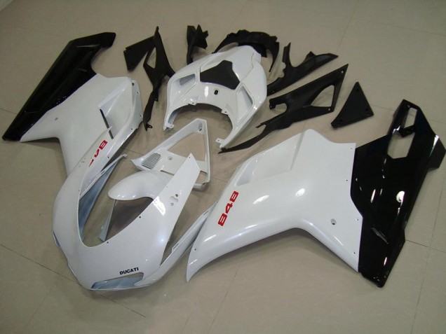 2007-2012 Pearl White Black Ducati 848 1098 1198 Fairings 2007-2012 Pearl White Black Ducati 848 1098 1198 Fairings