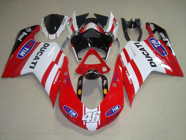 2007-2012 Red White 46 Ducati 848 1098 1198 Fairings 2007-2012 Red White 46 Ducati 848 1098 1198 Fairings