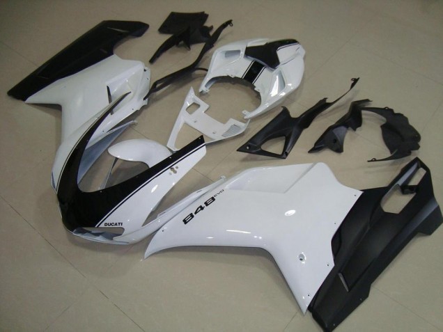 2007-2012 White Matte Black Ducati 848 1098 1198 Fairings 2007-2012 White Matte Black Ducati 848 1098 1198 Fairings