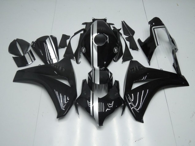 2008-2011 Glossy Black with Silver Stripe Honda CBR1000RR Fairings 2008-2011 Glossy Black with Silver Stripe Honda CBR1000RR Fairings